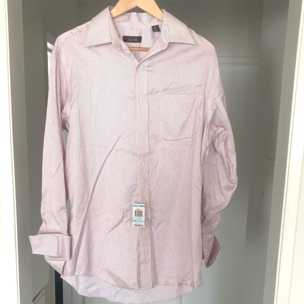 Tasso Elba New with Tags Maroon and white shirt